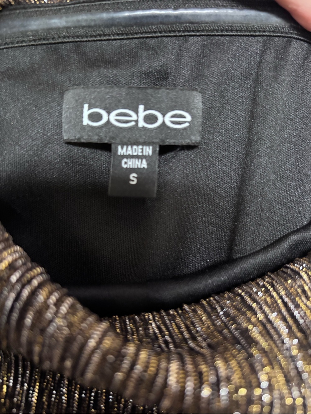 bebe Metallic Bronze-Gold High-Low Evening Dress - Picture 2 of 4